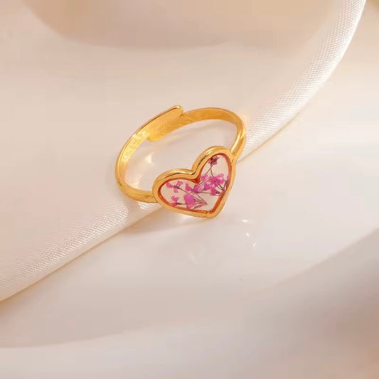 Heart resin adjustable ring