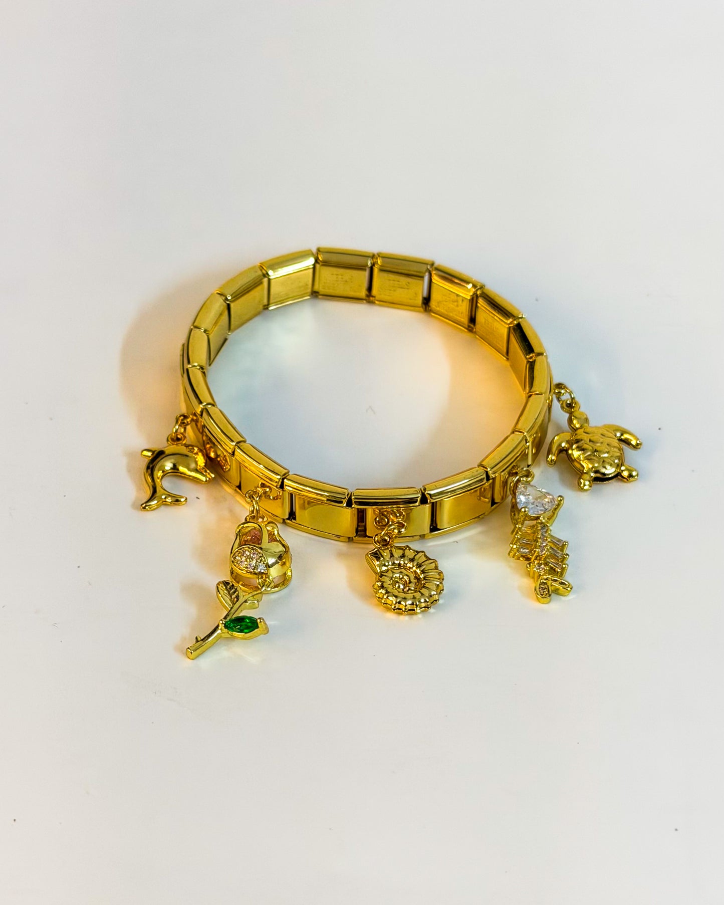 Tulip garden Italian charm bracelet