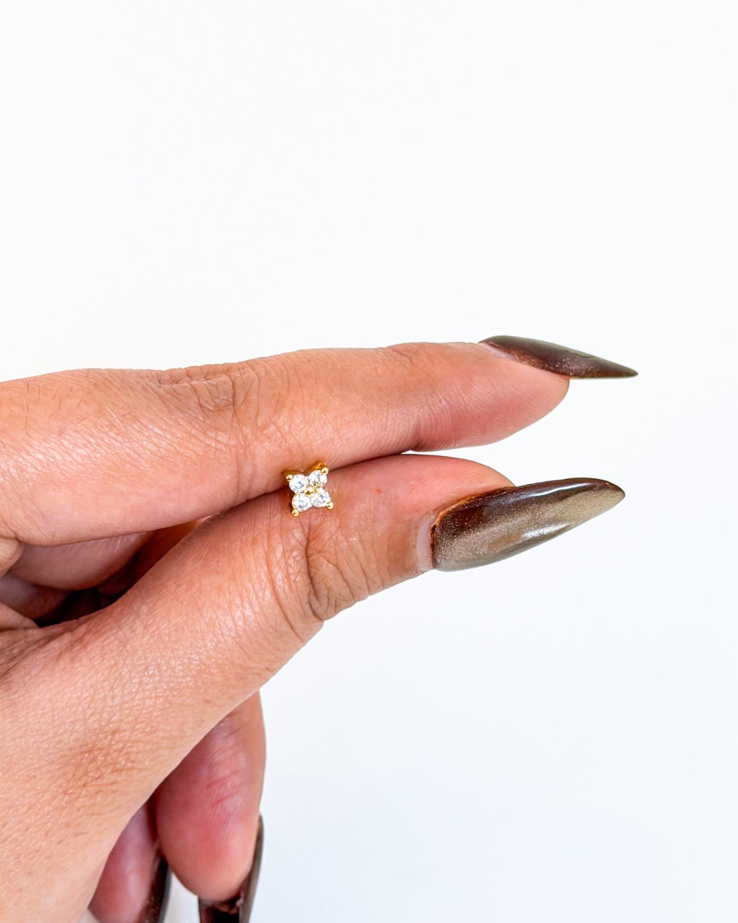 4 stone flower ball back studs