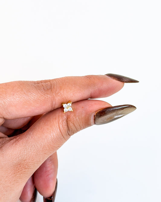 4 stone flower ball back studs