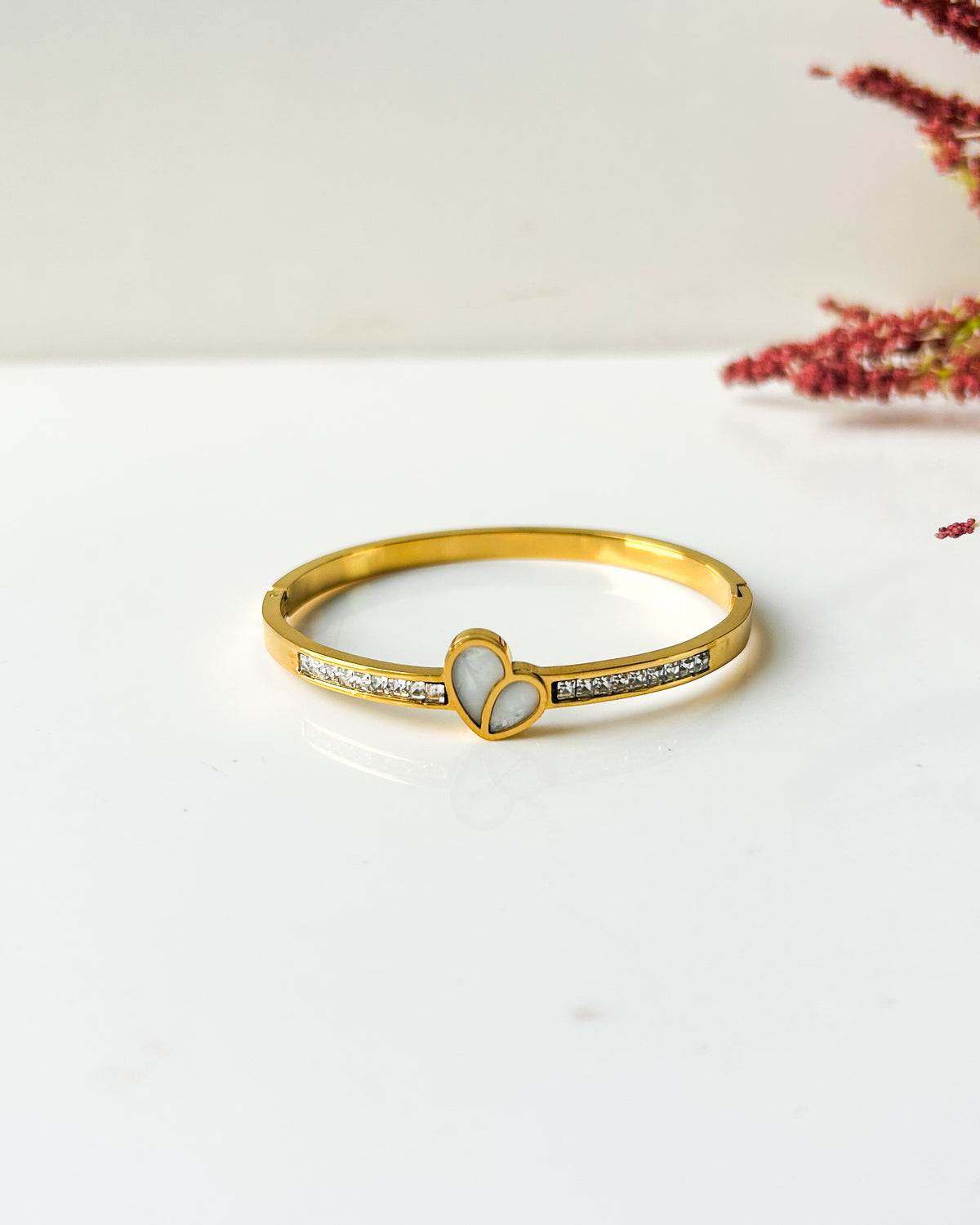 Studded heart thin wrist / baby size bracelet