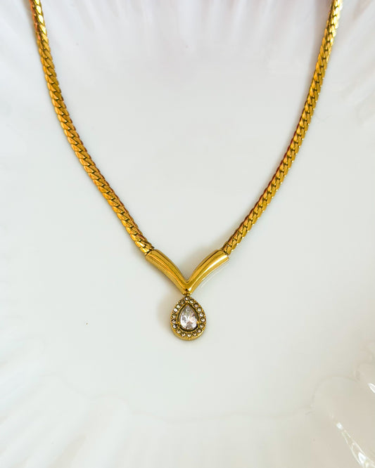 Studded drop with solid chain necklace