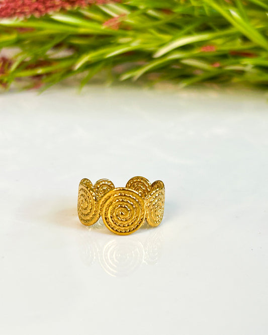 Spiral pattern adjustable ring