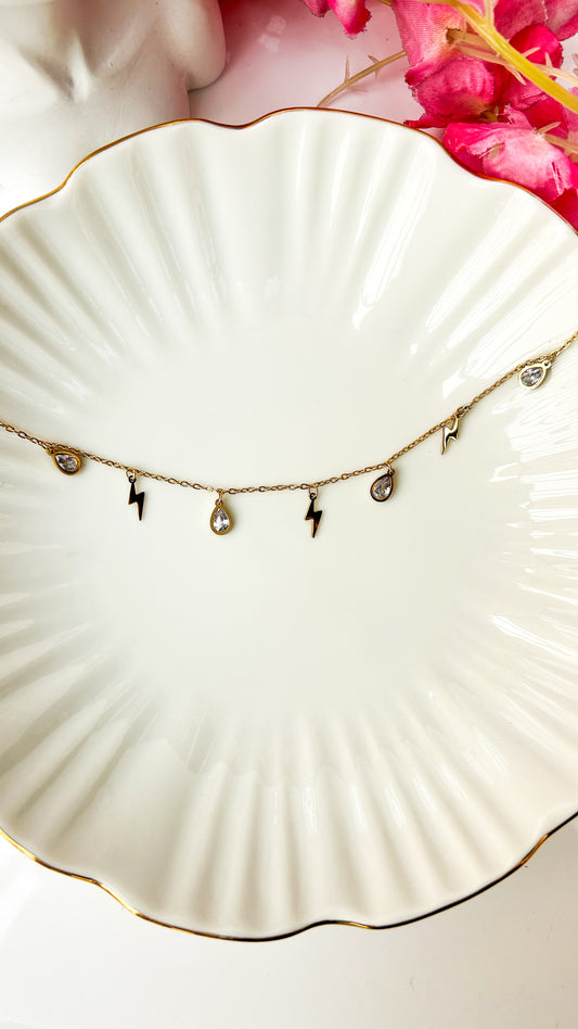 Drop lightening charm necklace