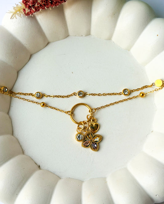 Layered floral Charm bracelet