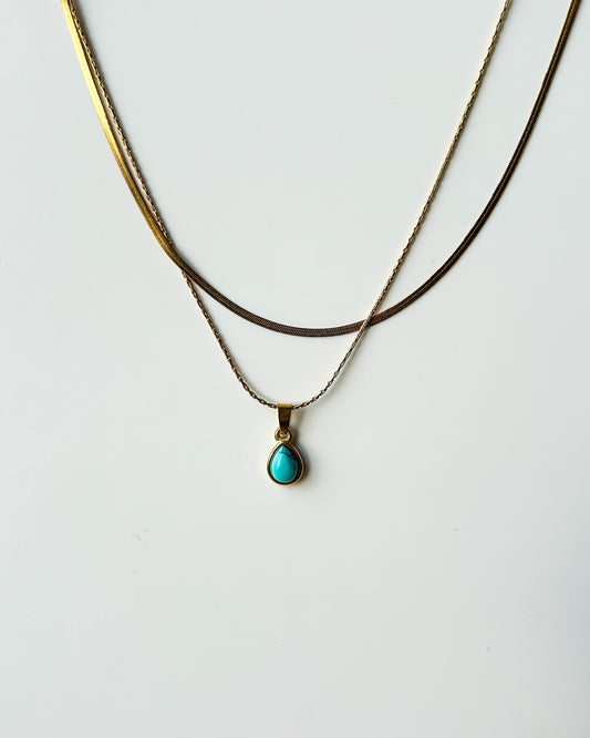 Layered blue stone necklace
