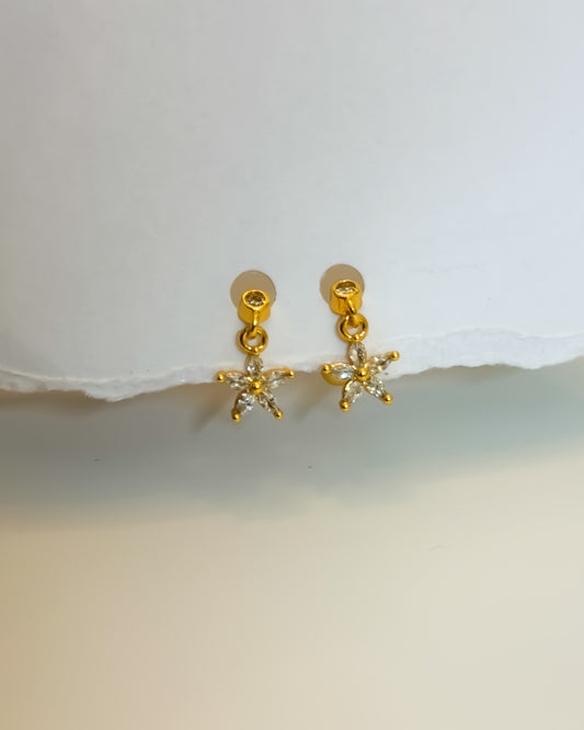Mini flower ball back earrings