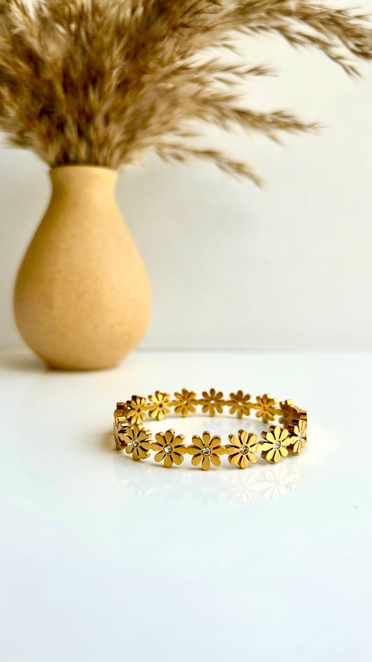 Floral thin wrist bracelet