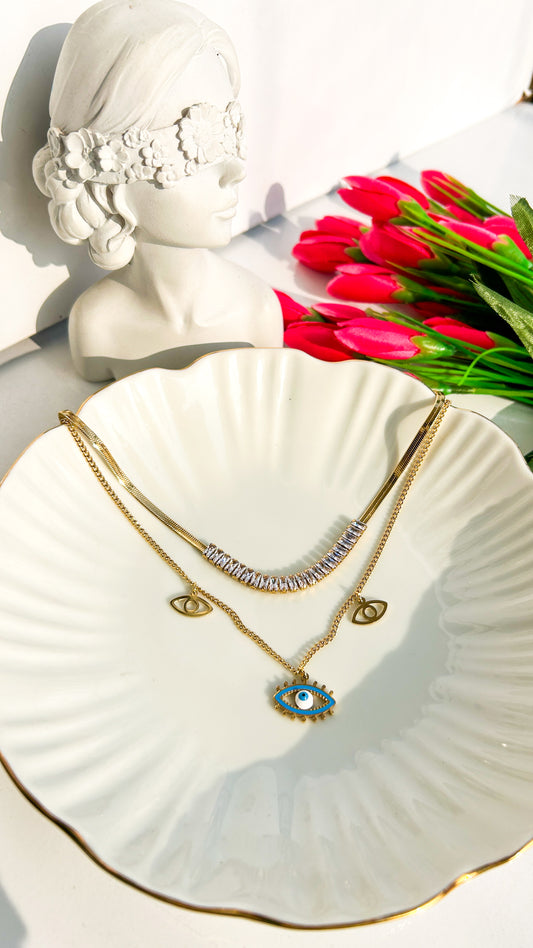 Studded evil eye necklace