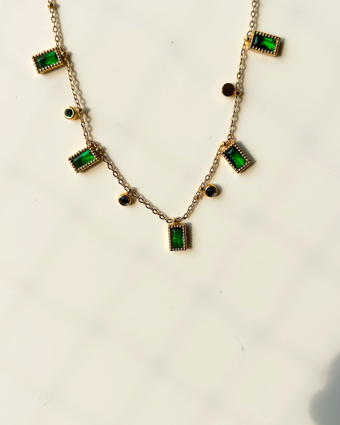 Square, stone charm necklace