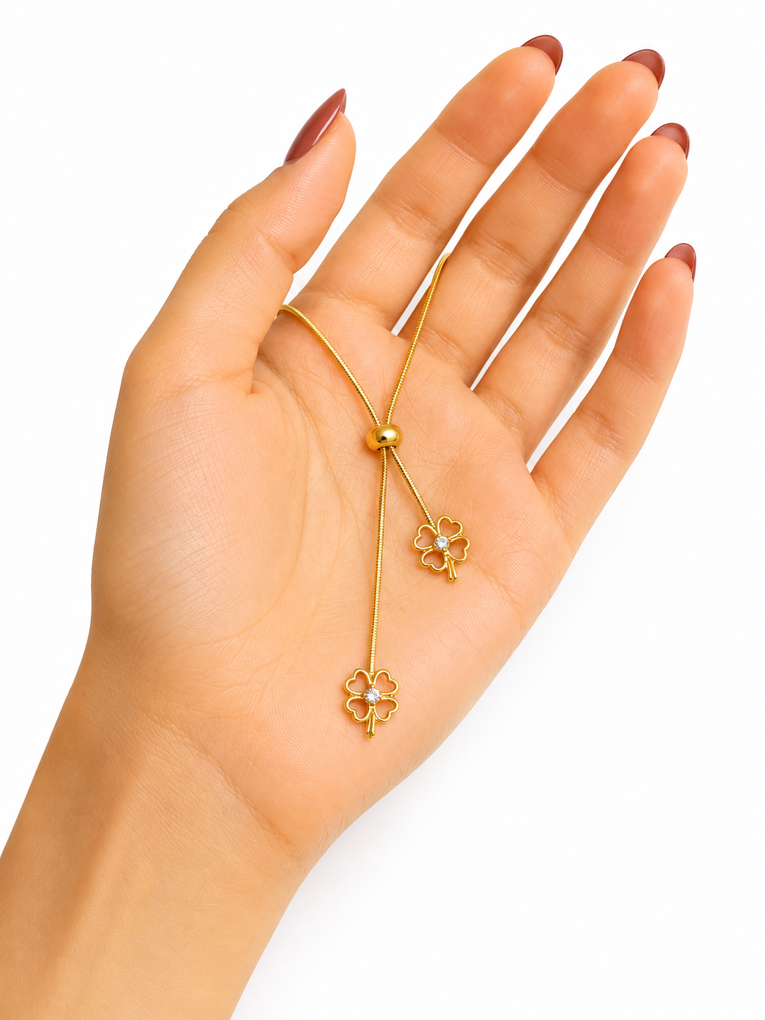 Adjustable clover hanging necklace
