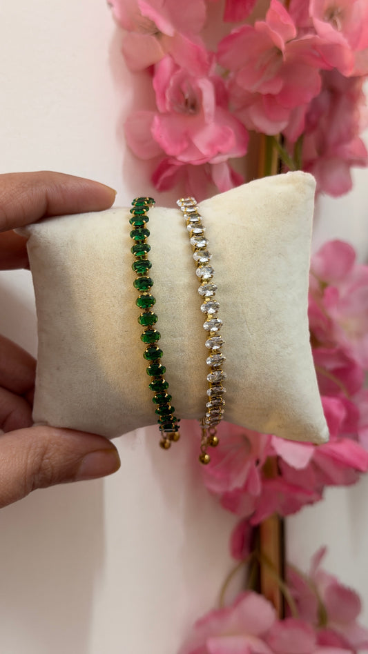 Adjustable tennis bracelet ( oval stone)