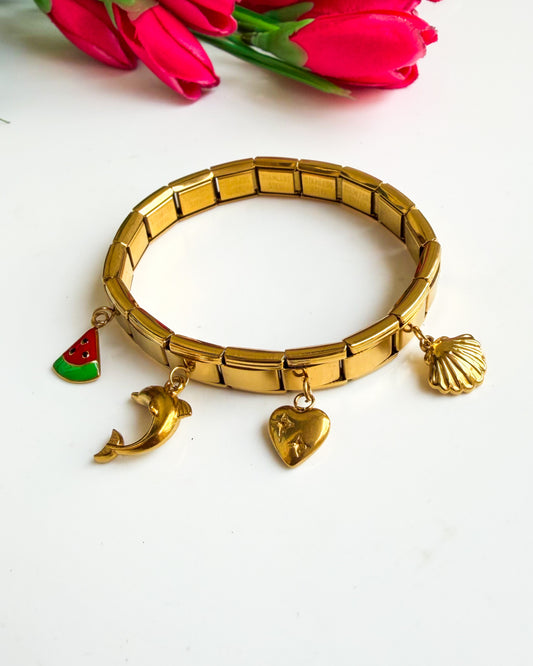 Watermelon and dolphin, Charm Italian Bracelet