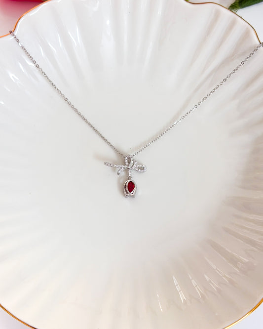 Silver tulip necklace