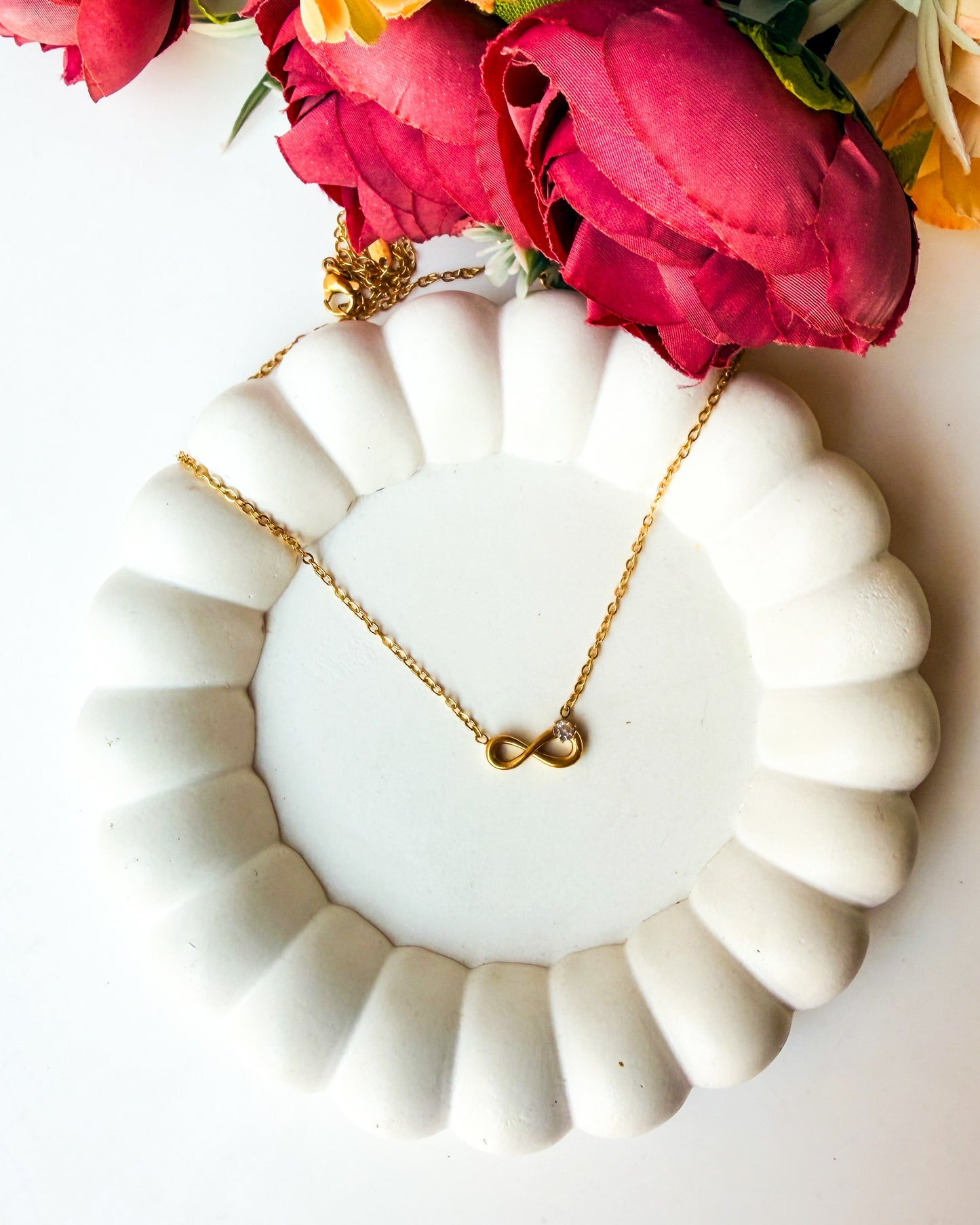 Infinity with stone necklace