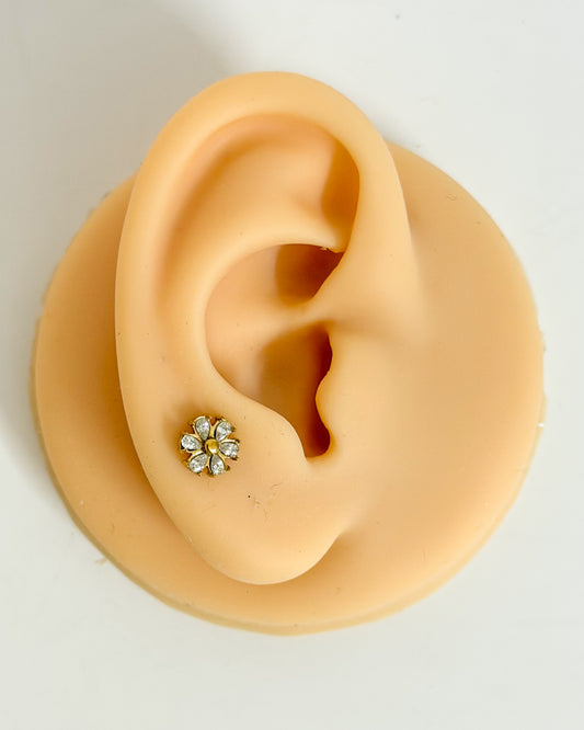 Six petal flower ballback studs (Ss)
