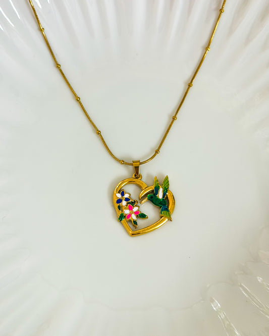 Hummingbird heart necklace