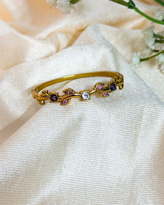 Pink, purple tulip thin wrist bracelet