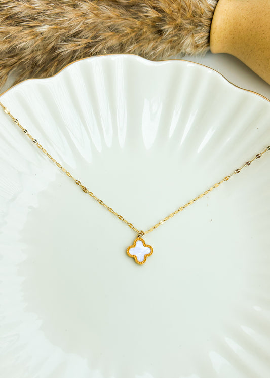 Dainty white clover necklace