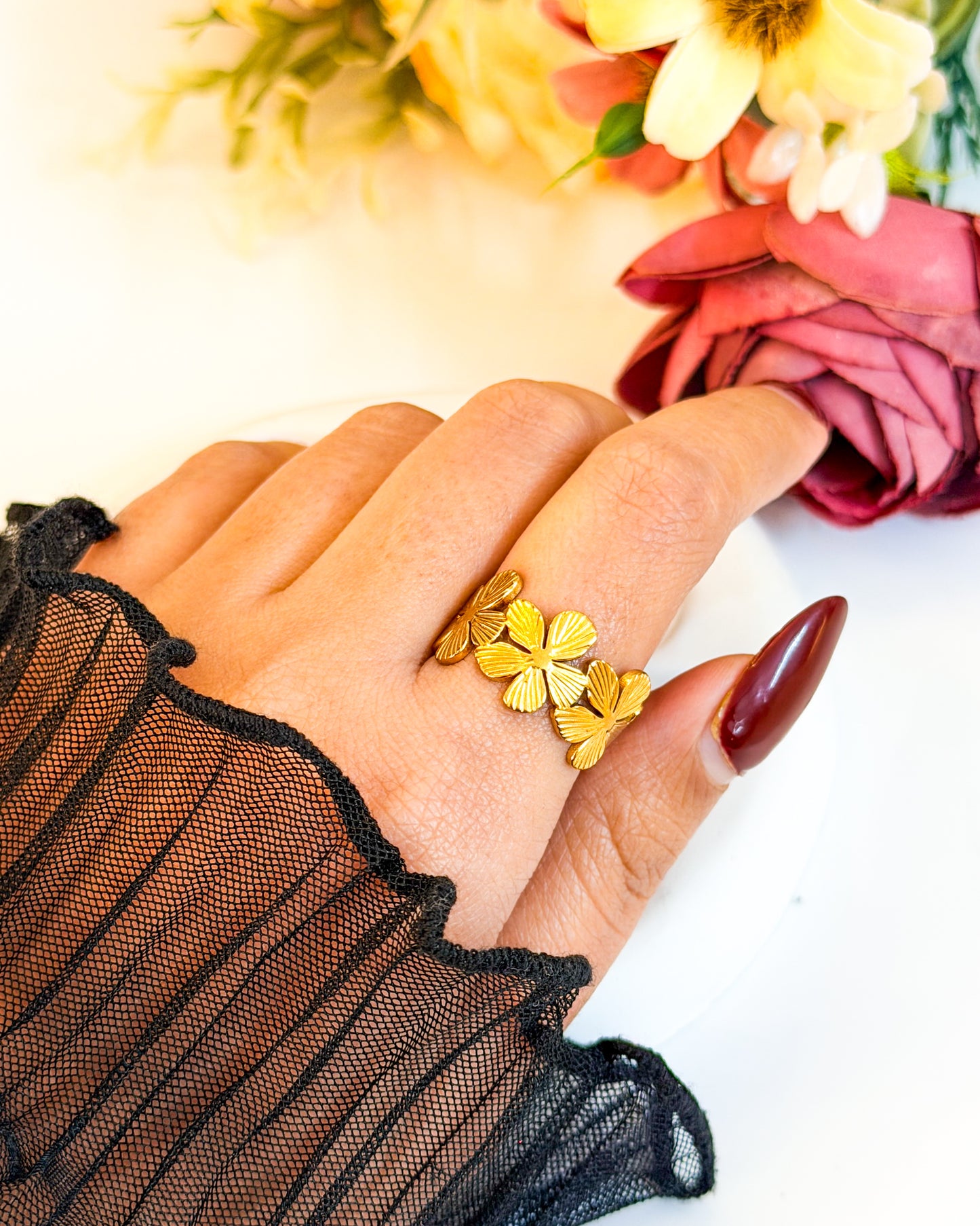 Summer flower adjustable ring 2