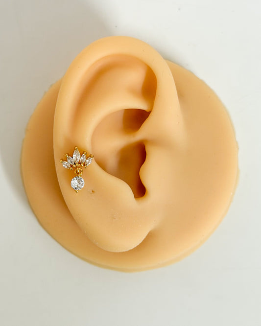 Lotus with stone hanging ballback studs
