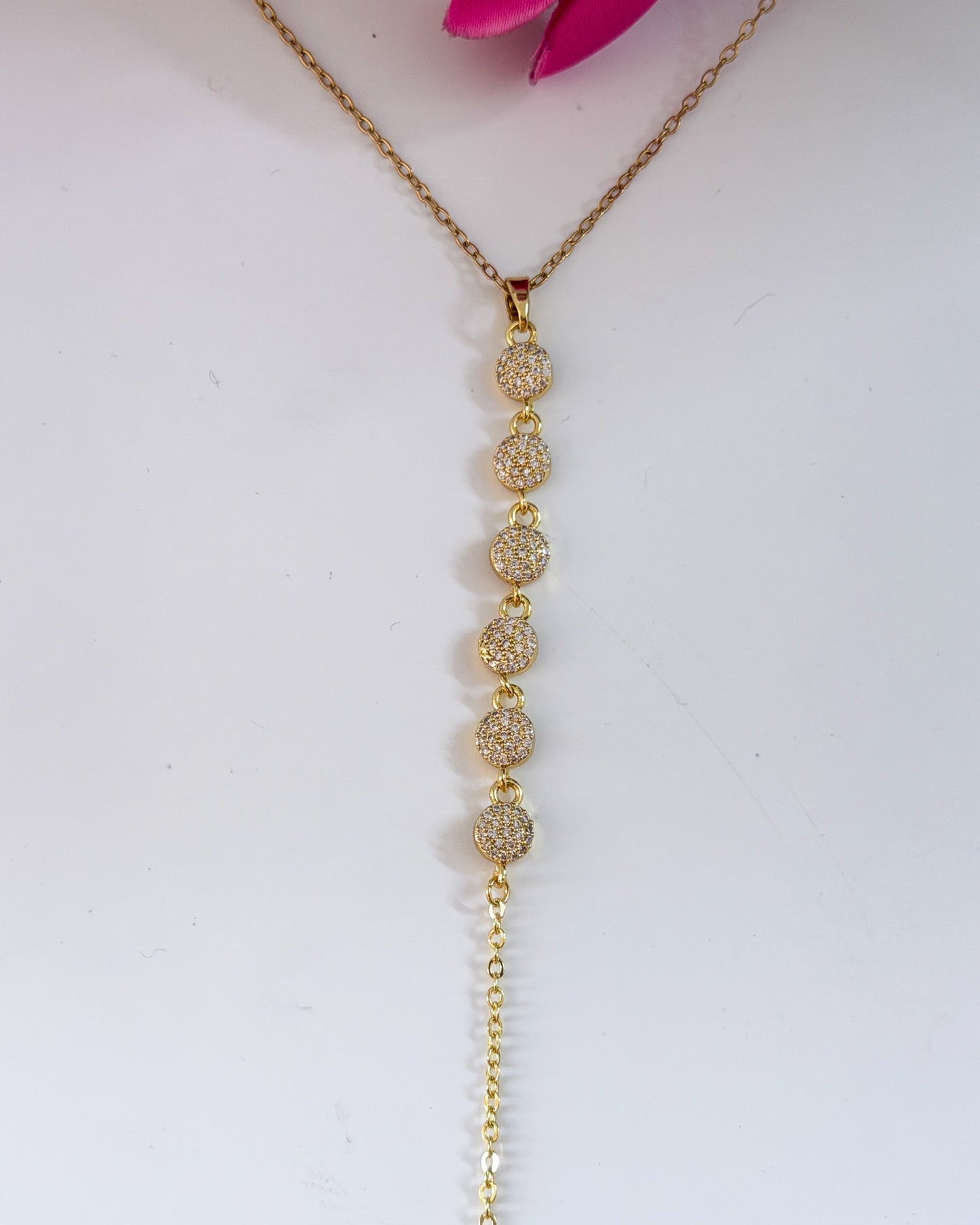Studded long necklace