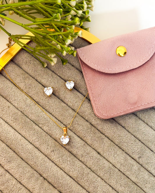 Heart necklace combo with pouch
