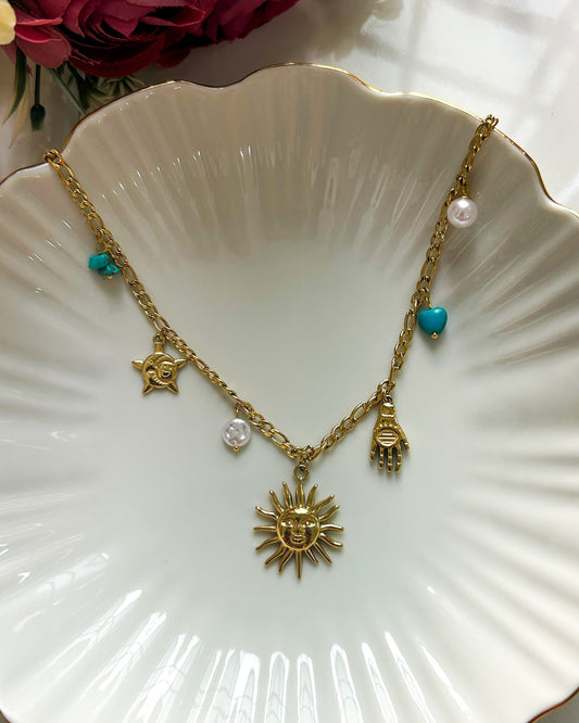 Sun charm necklace