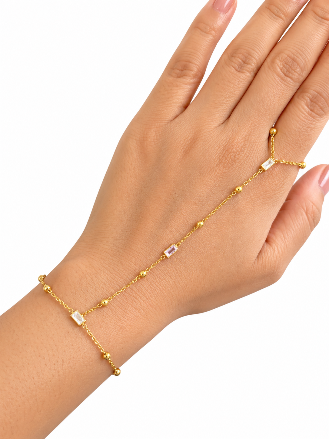 Rectangular stone hand chain