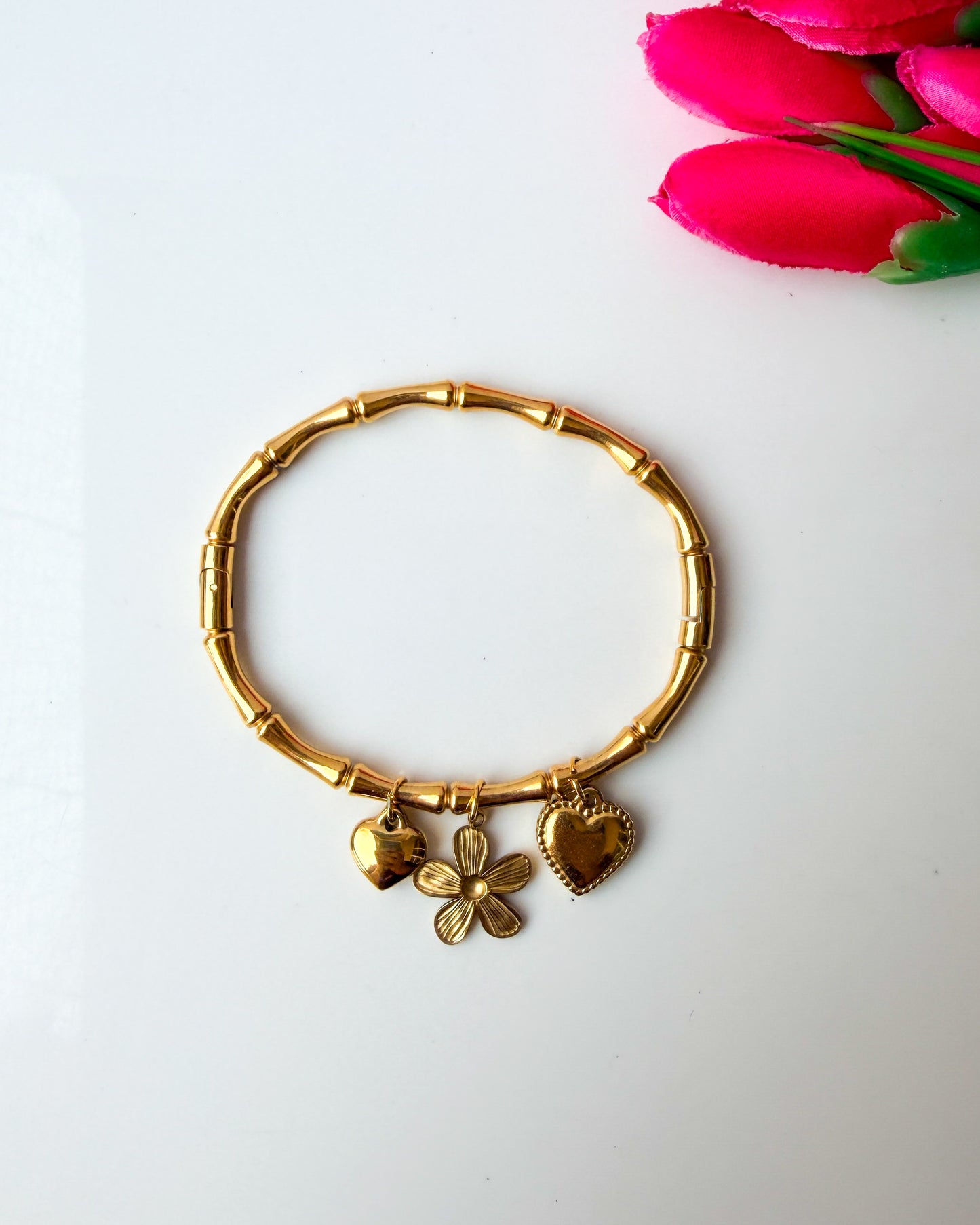 Floral bamboo Charm bracelet