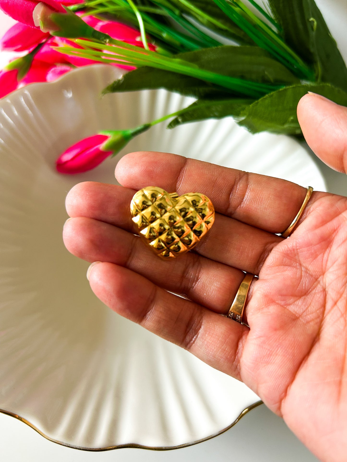 Textured heart studs