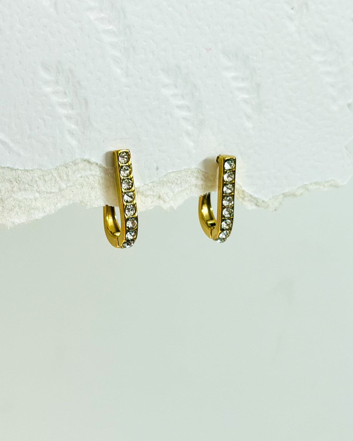 Studded thin elongated hoops