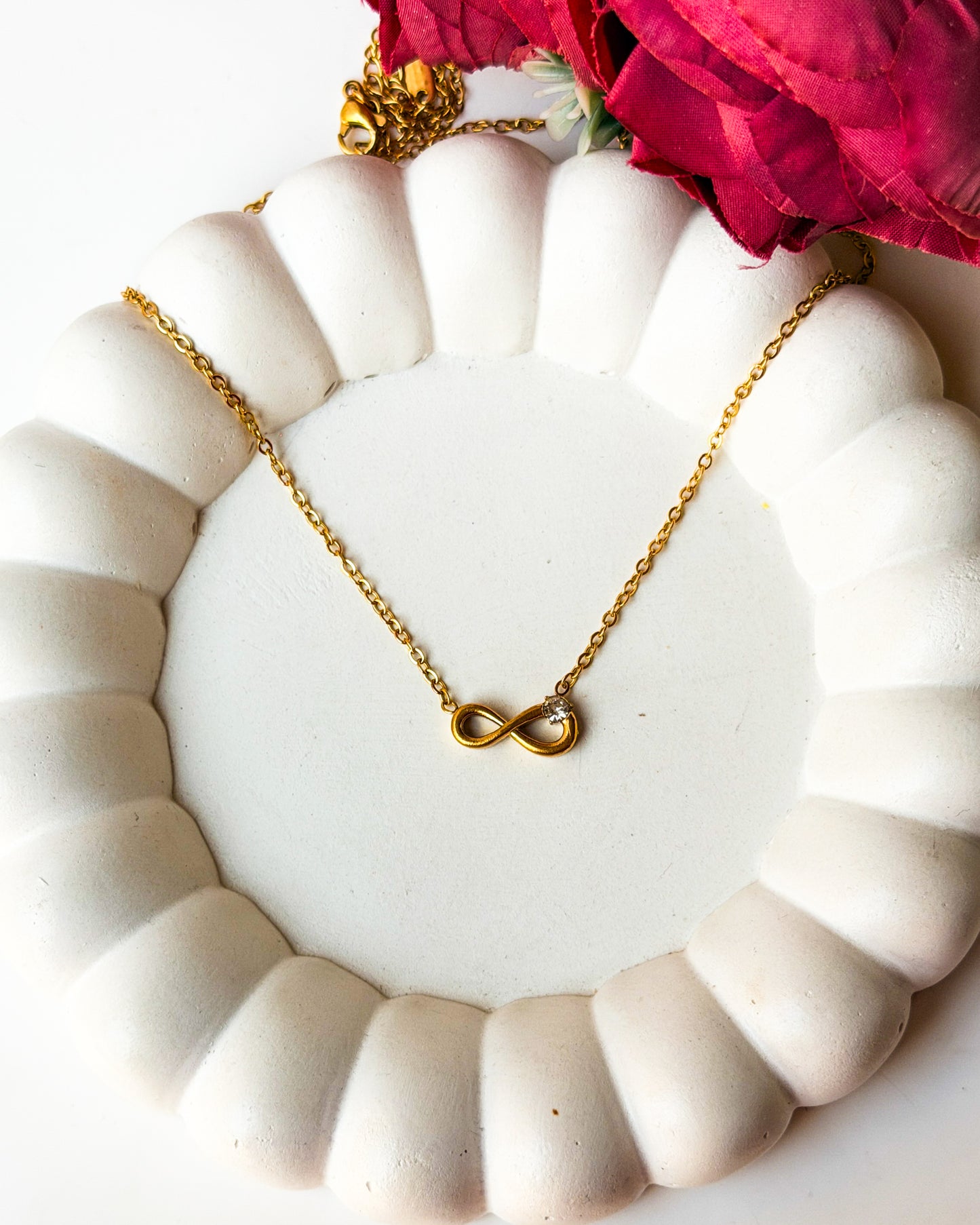 Infinity with stone necklace
