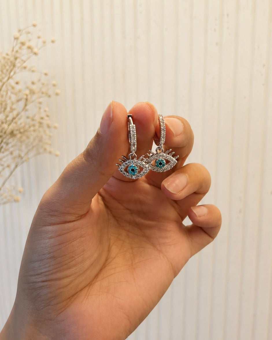 Evil eye earrings - silver