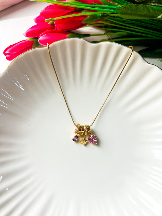 Heart ring charm necklace