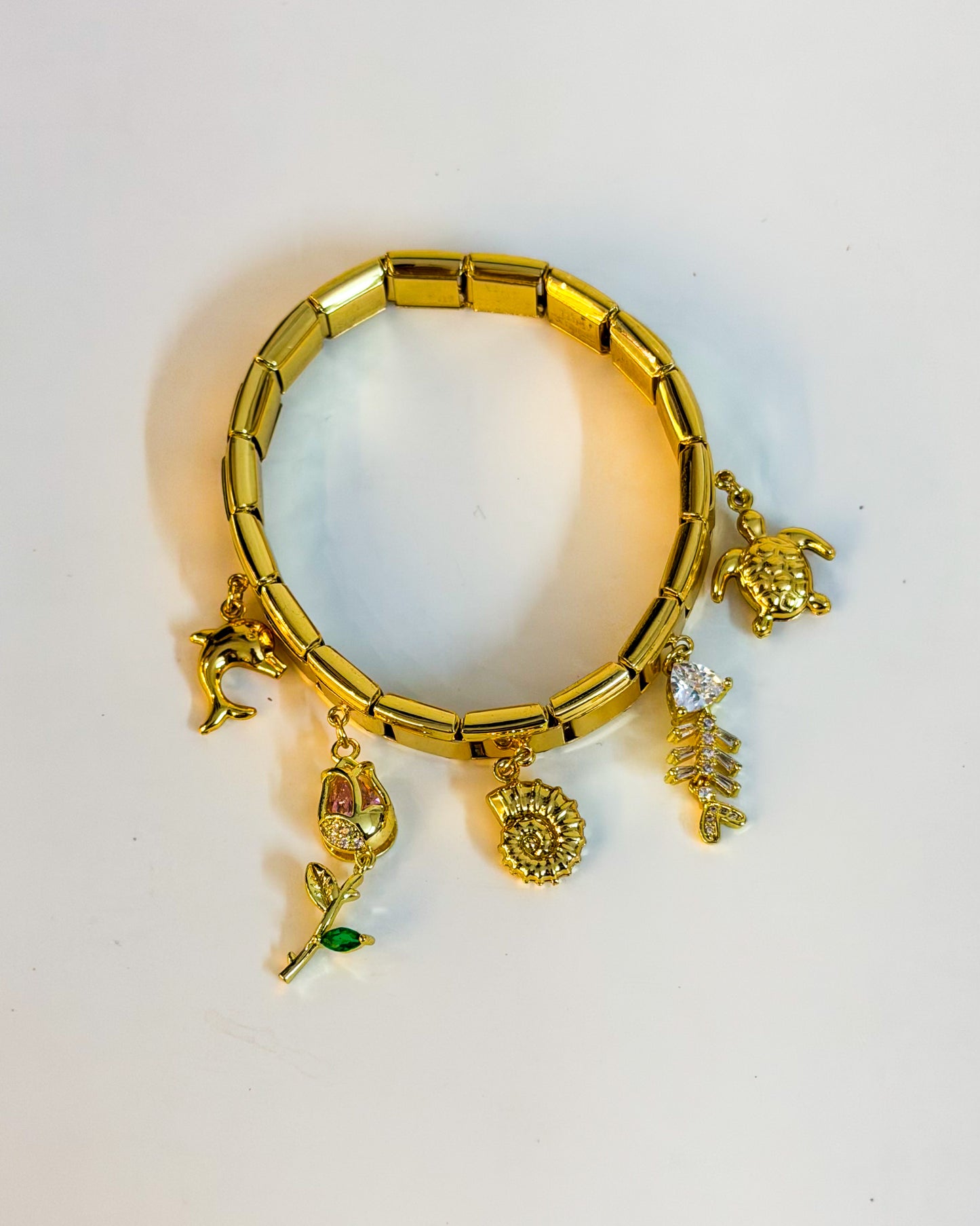 Tulip garden Italian charm bracelet