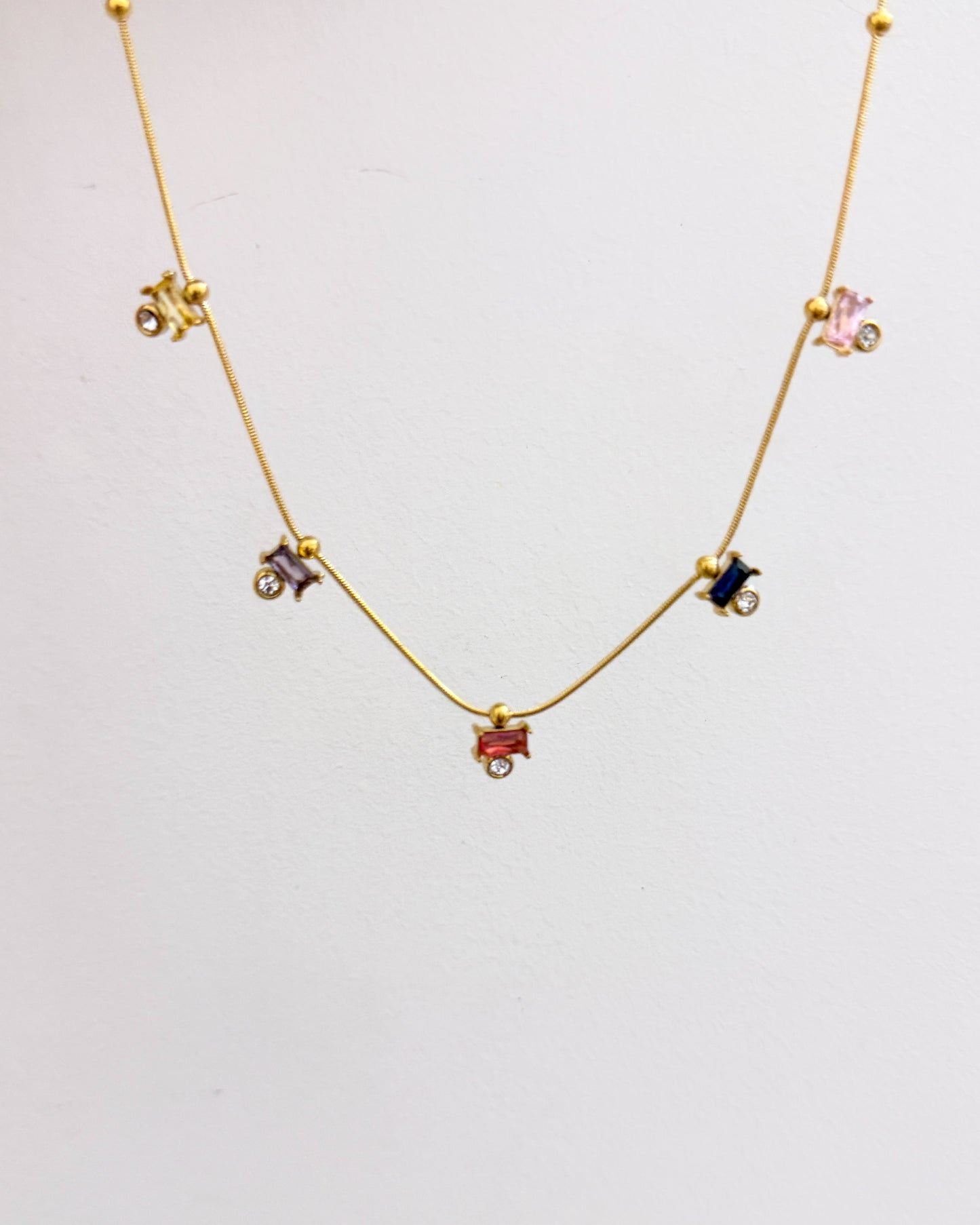 multi colour square stone necklace with earrings