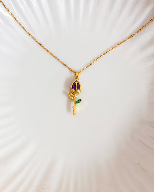 Hanging purple tulip necklace