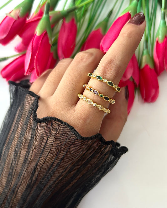 Dainty studded adjustable ring