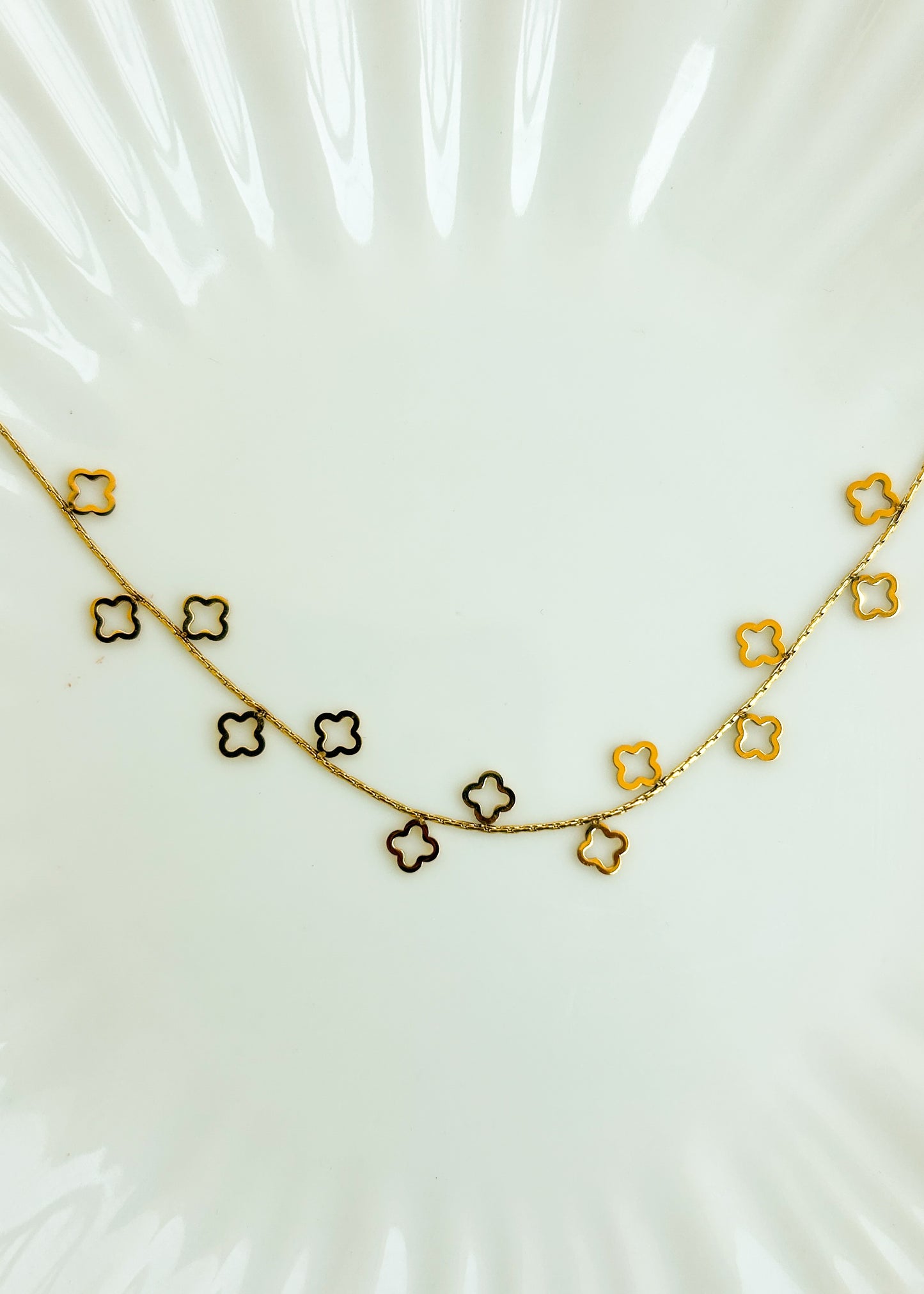 Delicate clover charm necklace