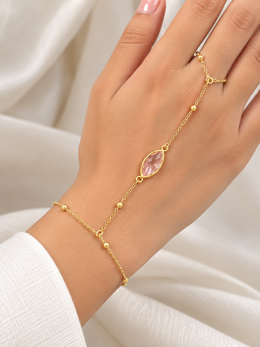Cute pink stone hand chain