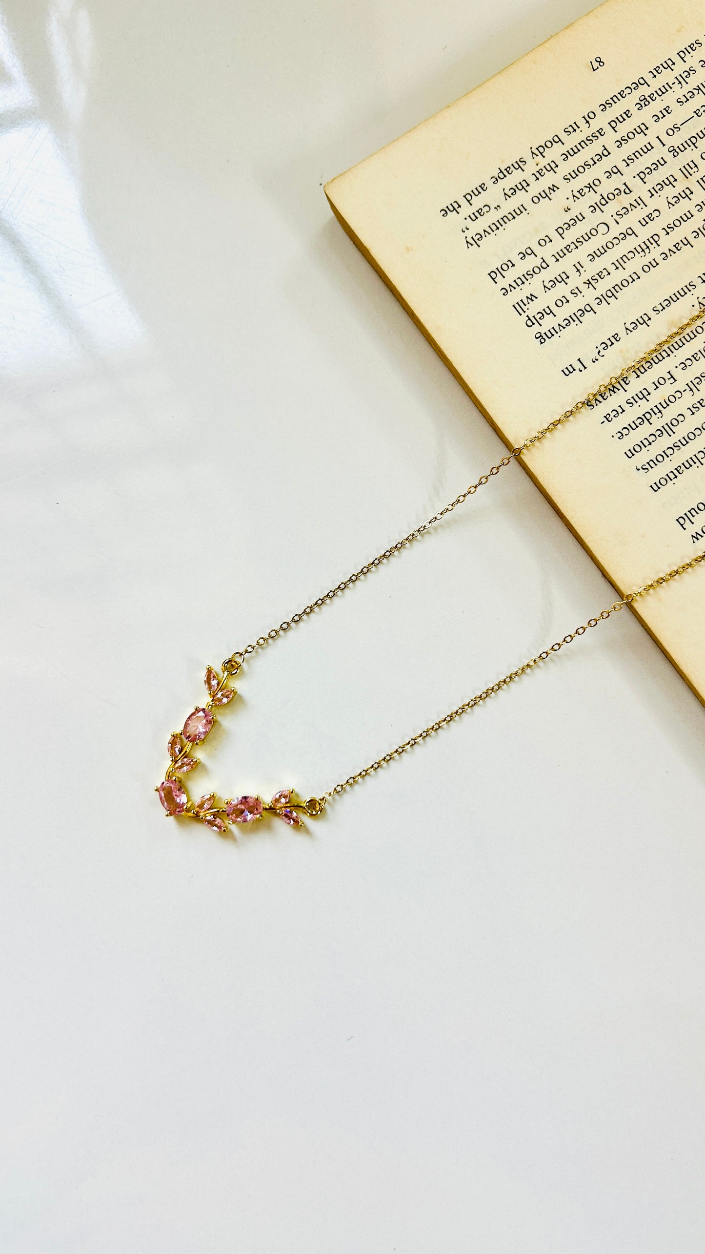 Pink tulip necklace