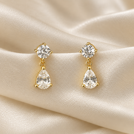 Round with Drop stone Earrings