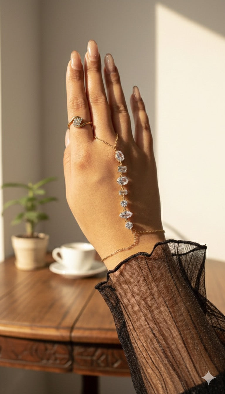 White crystal hand chain