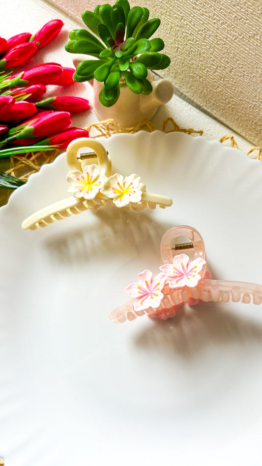 Korean floral claw clip - large