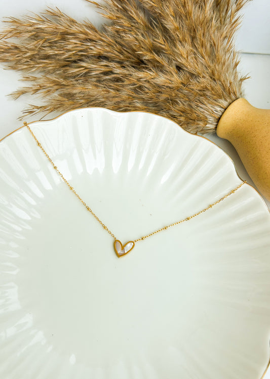 Delicate white heart necklace
