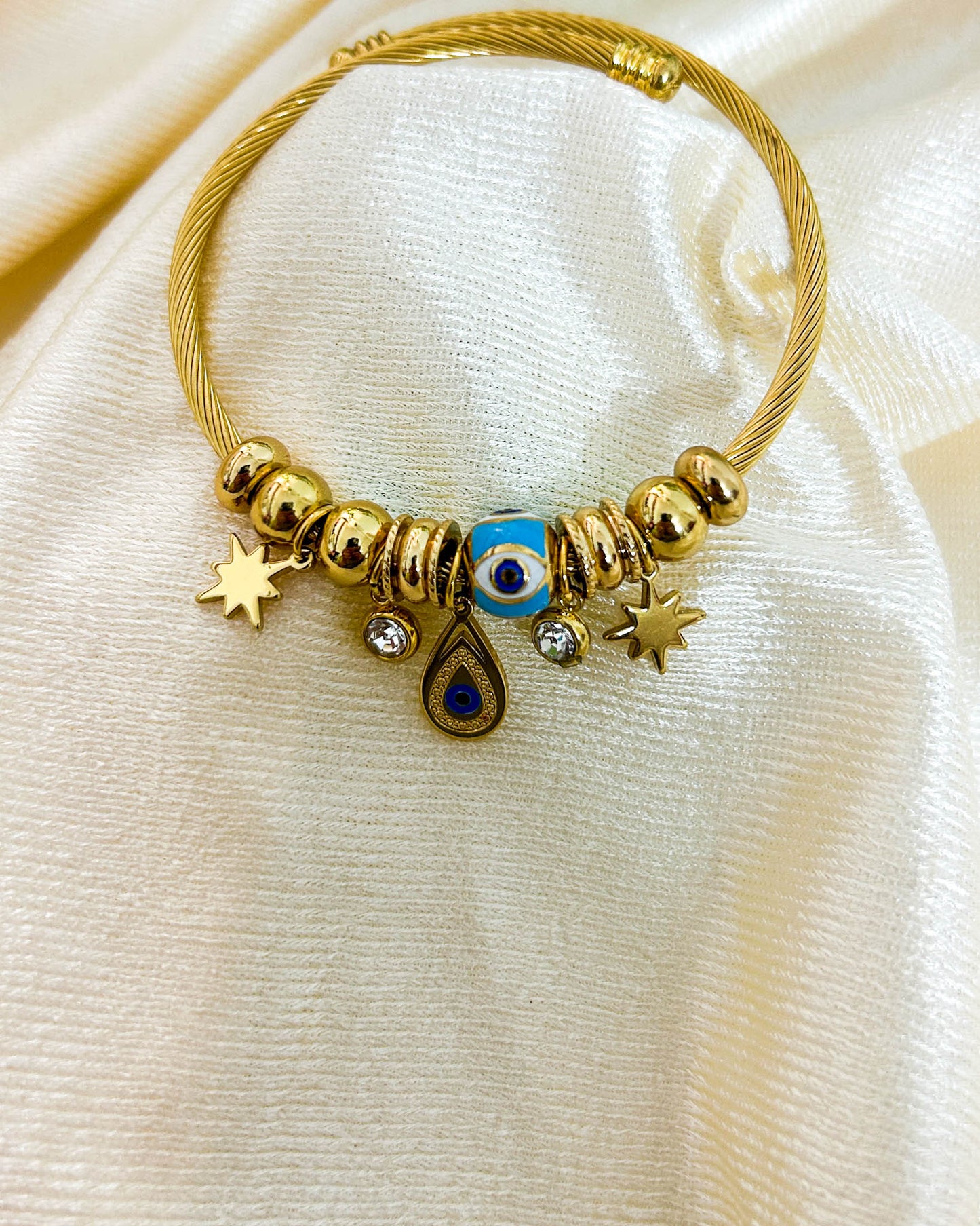 Drop evil eye charm bracelet