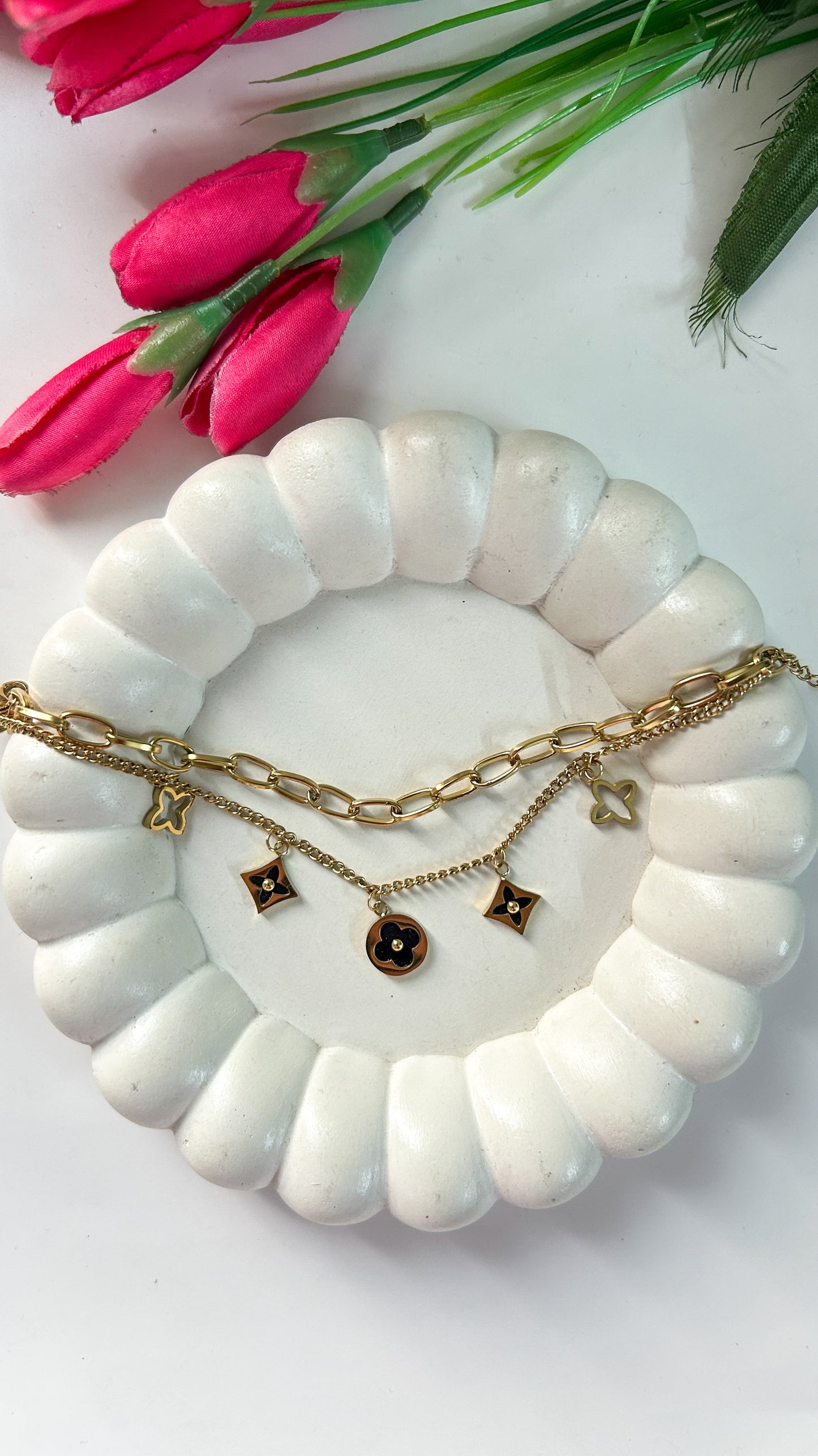 Black clover charm bracelet