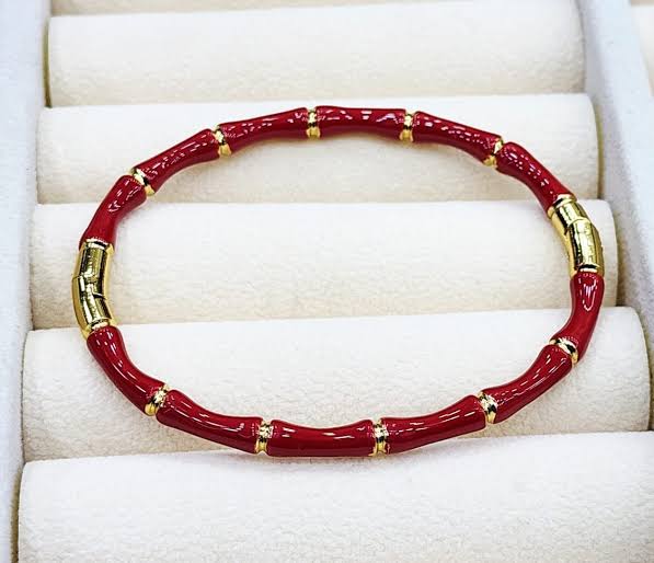 Burgundy bamboo bracelet regular size