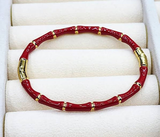 Burgundy bamboo bracelet regular size